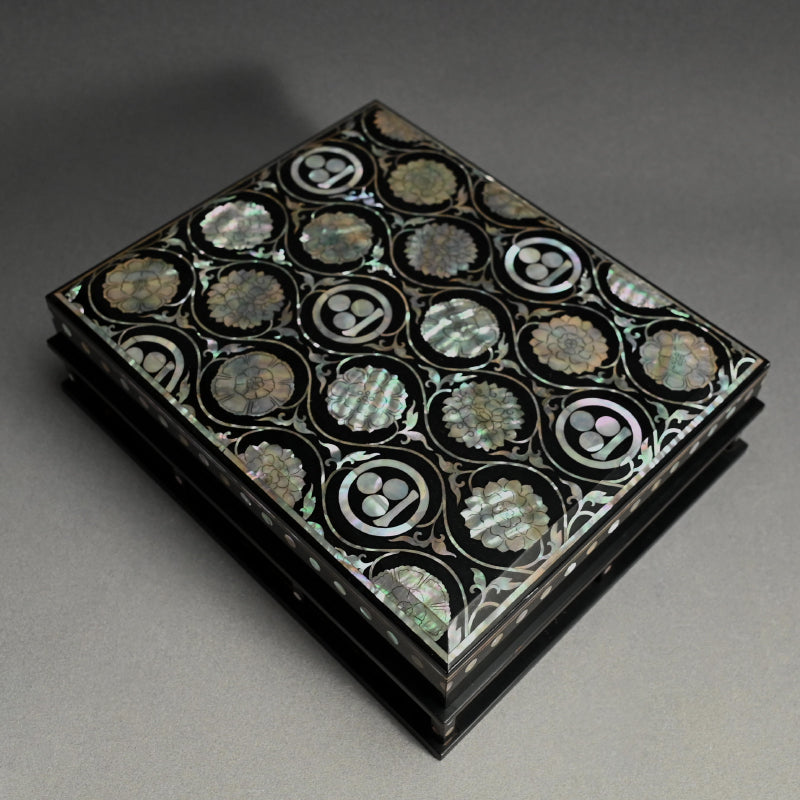 Incredible Mother of Pearl Inlay Suzuri Bako Lacquer Writing Box