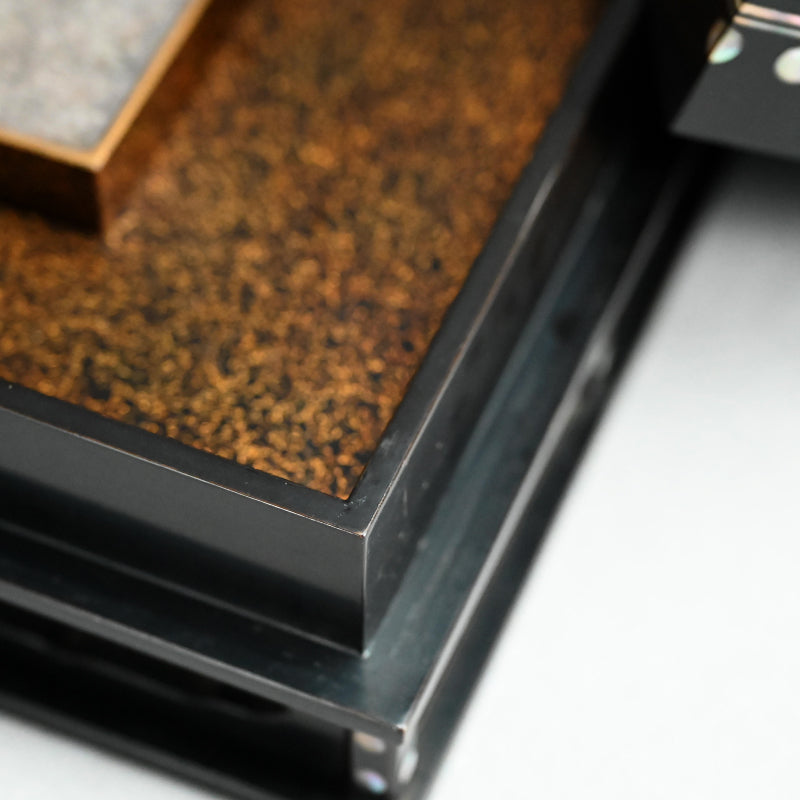 Incredible Mother of Pearl Inlay Suzuri Bako Lacquer Writing Box