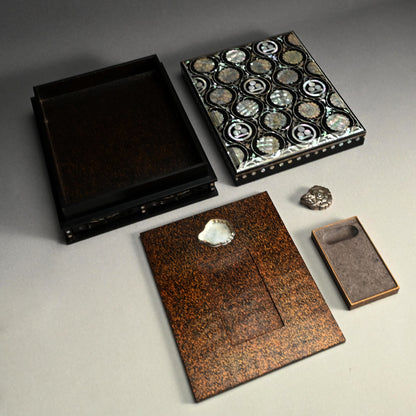 Incredible Mother of Pearl Inlay Suzuri Bako Lacquer Writing Box