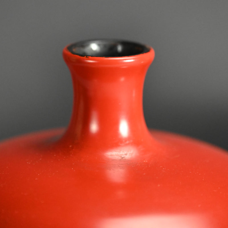 Antique Japanese Negoro Heishi Lacquered Vase Set