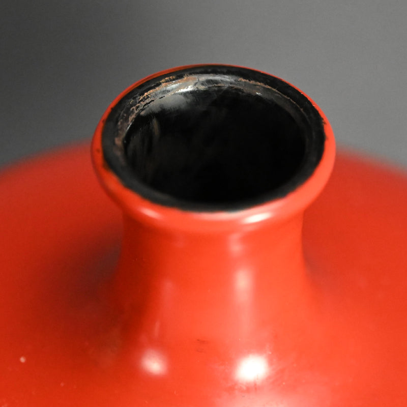 Antique Japanese Negoro Heishi Lacquered Vase Set