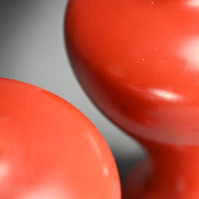 Antique Japanese Negoro Heishi Lacquered Vase Set