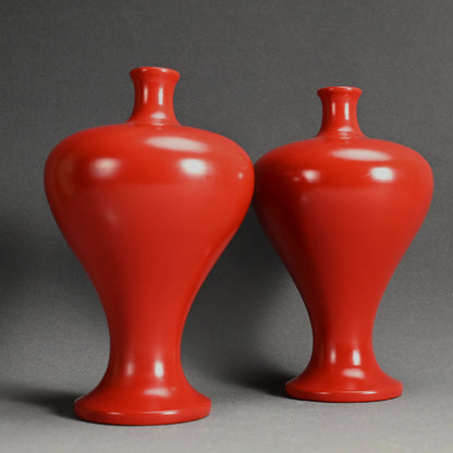 Antique Japanese Negoro Heishi Lacquered Vase Set