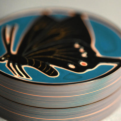 Carved Lacquer Kogo Incense Case ー音丸 淳 "堆漆くろあげは香合"