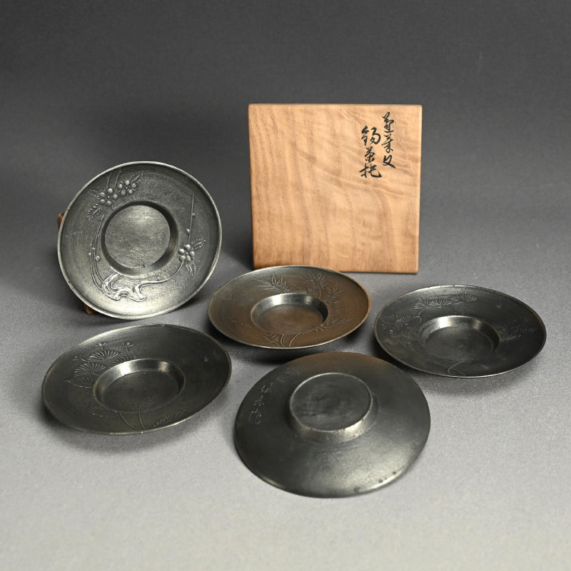 LNT Chataku Suzu (Metal) Tea Cup Coasters ー長野 垤志 “花文 錫茶托”