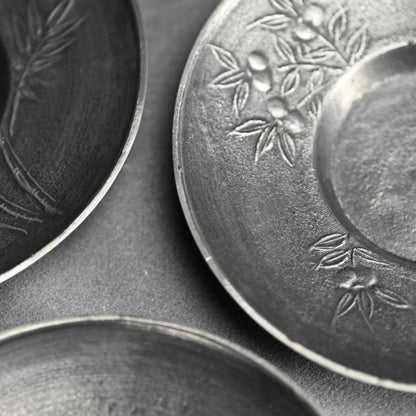 LNT Chataku Suzu (Metal) Tea Cup Coasters ー長野 垤志 “花文 錫茶托”