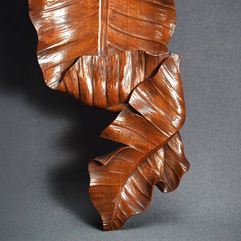 Leaf Shaped Wood Habon Tanzaku-kake ー高橋 景石 “蕉葉式 短冊掛”
