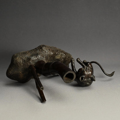 Late Edo p. Tiger in bamboo forest Bronze Okimono