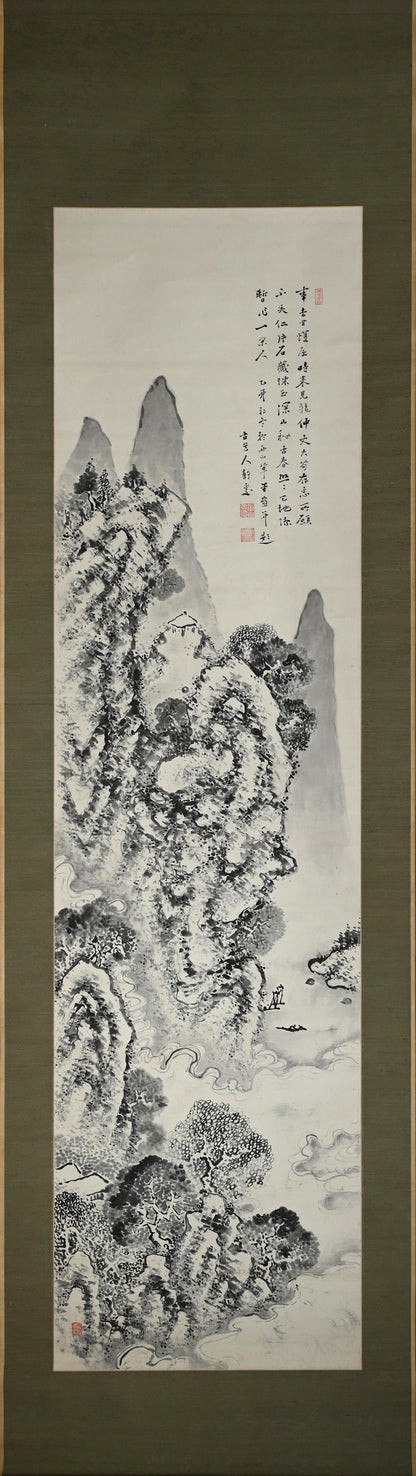Huge Ink Landscape 1915 ー福田 古道人 “霞江仙居図”