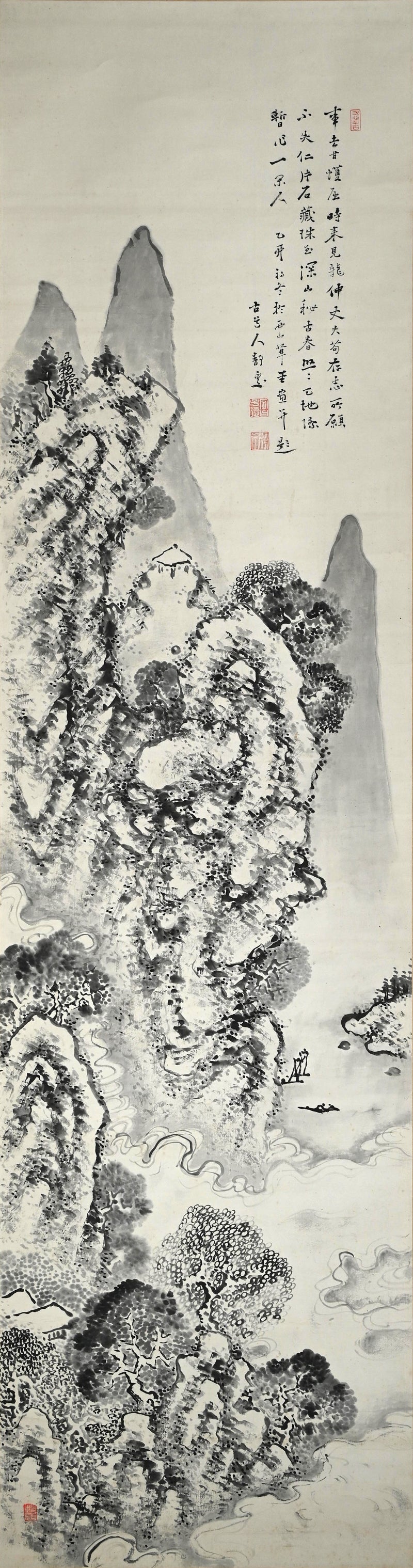 Huge Ink Landscape 1915 ー福田 古道人 “霞江仙居図”