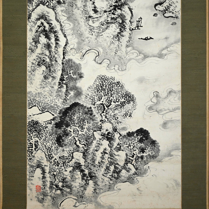 Huge Ink Landscape 1915 ー福田 古道人 “霞江仙居図”