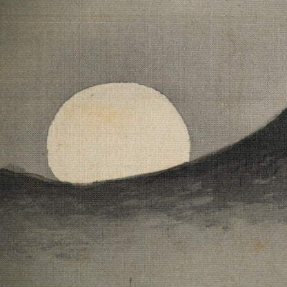 月明かりの釣り、1922年絹巻物 ー矢野橋村『柳陰捕魚図』