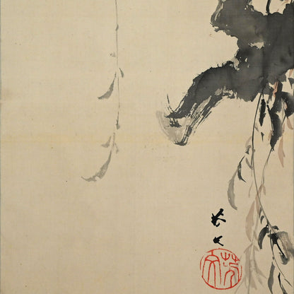 Japanese White Eye in Willow ー菊池 芳文 “眼児”