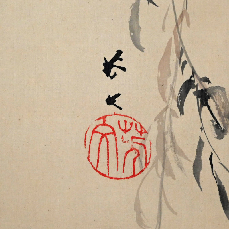 Japanese White Eye in Willow ー菊池 芳文 “眼児”