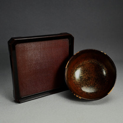 Boxed Antique Lacquer Bowl & Tray set ー平安楊光堂 造 三上 治三郎 “椛之紅葉 蒔繪 盃洗”