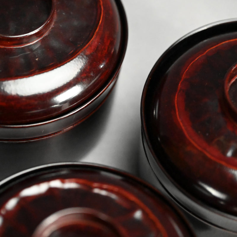 Elegant Lacquer Bamboo Bowl Set ー塗師 堅地屋 清兵衛 “竹吸物碗 五”