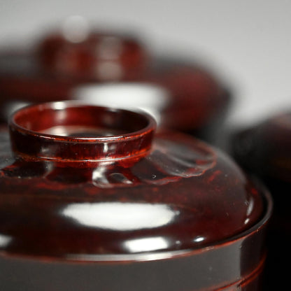 Elegant Lacquer Bamboo Bowl Set ー塗師 堅地屋 清兵衛 “竹吸物碗 五”