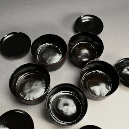 Elegant Lacquer Bamboo Bowl Set ー塗師 堅地屋 清兵衛 “竹吸物碗 五”