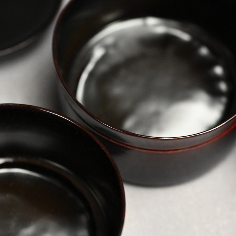 Elegant Lacquer Bamboo Bowl Set ー塗師 堅地屋 清兵衛 “竹吸物碗 五”