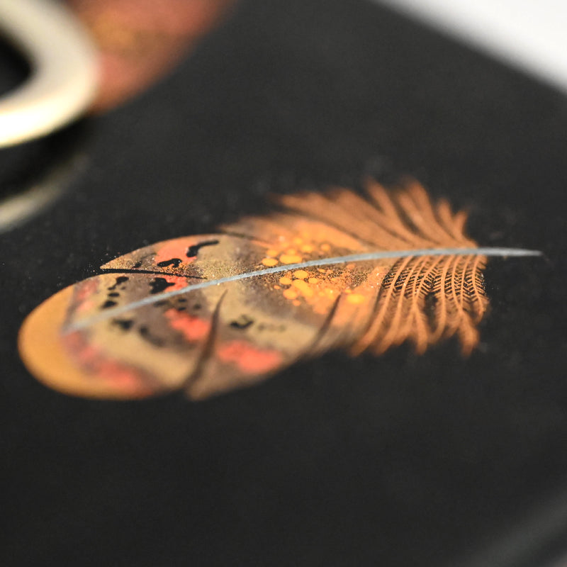 精巧な日本製漆塗りロックボックス（引き出し付き、シルバー金具）