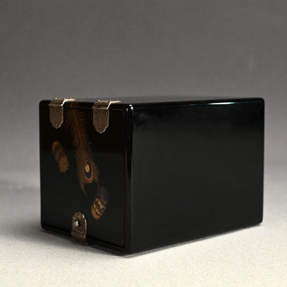 精巧な日本製漆塗りロックボックス（引き出し付き、シルバー金具）