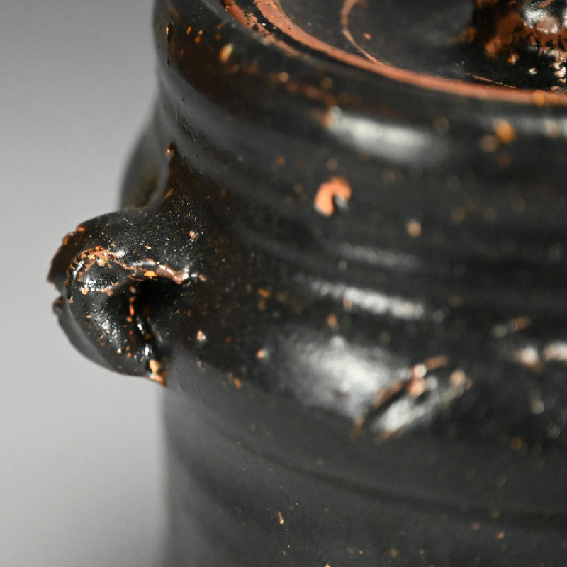 Antique Japanese Iron Glazed Mizusashi Water Jar