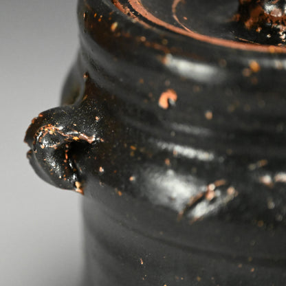 Antique Japanese Iron Glazed Mizusashi Water Jar