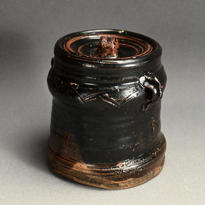 Antique Japanese Iron Glazed Mizusashi Water Jar