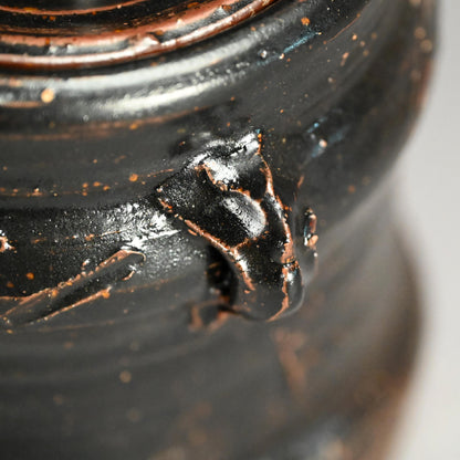 Antique Japanese Iron Glazed Mizusashi Water Jar