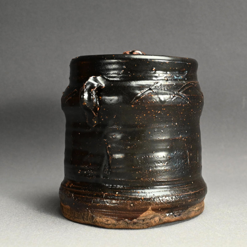 Antique Japanese Iron Glazed Mizusashi Water Jar