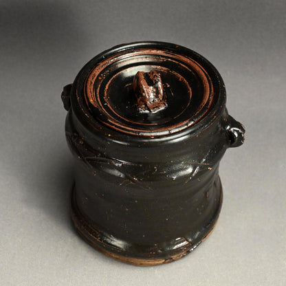 Antique Japanese Iron Glazed Mizusashi Water Jar