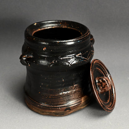 Antique Japanese Iron Glazed Mizusashi Water Jar