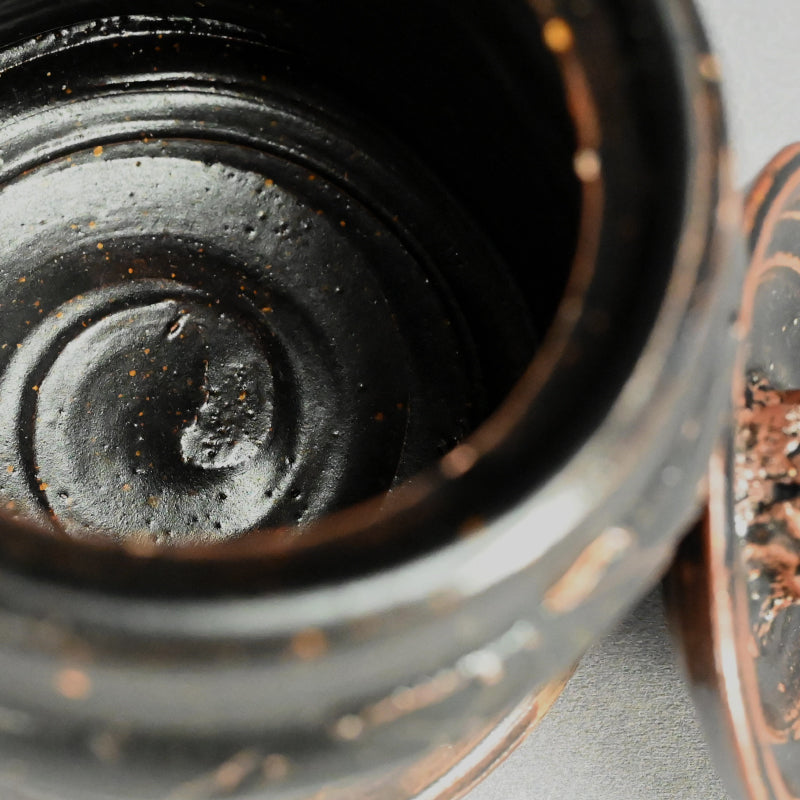 Antique Japanese Iron Glazed Mizusashi Water Jar