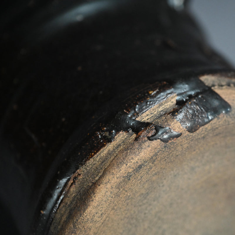 Antique Japanese Iron Glazed Mizusashi Water Jar