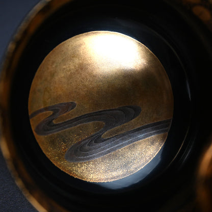 Exquisite Antique Japanese Lacquer Haisen Bowl Set ー"月二萩蒔繪 ロクロ目盆洗"