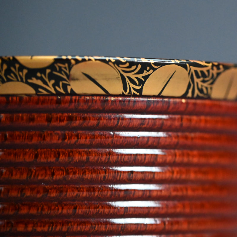 Exquisite Antique Japanese Lacquer Haisen Bowl Set ー"月二萩蒔繪 ロクロ目盆洗"