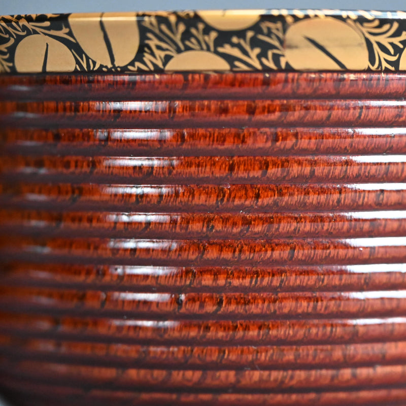 Exquisite Antique Japanese Lacquer Haisen Bowl Set ー"月二萩蒔繪 ロクロ目盆洗"