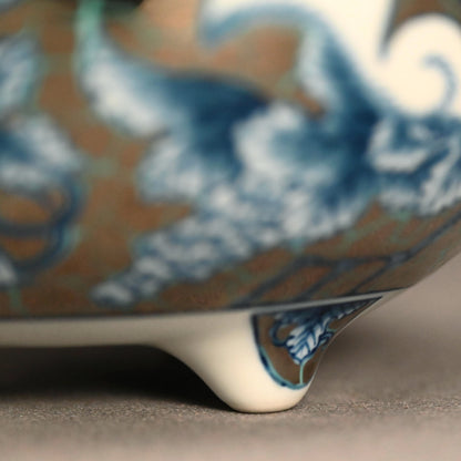 White Gold Koro Incense Burner ー朱明窯 藤井 朱明 “極上白金彩葡萄紋 香爐”