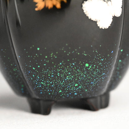 Lacquer Koro Incense Burner w/ Silver Lid ー鬼平 慶司 “菩撮樹蒔絵香炉”