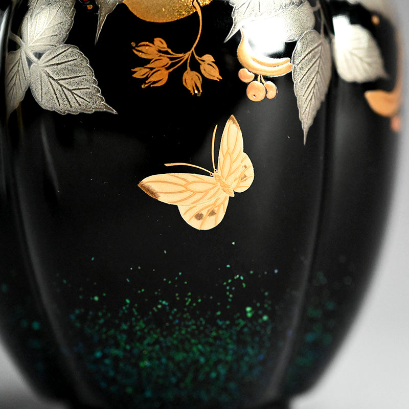 Lacquer Koro Incense Burner w/ Silver Lid ー鬼平 慶司 “菩撮樹蒔絵香炉”