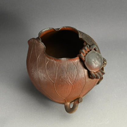 備前花瓶 蟹蓮葉 ー二代 小西陶古