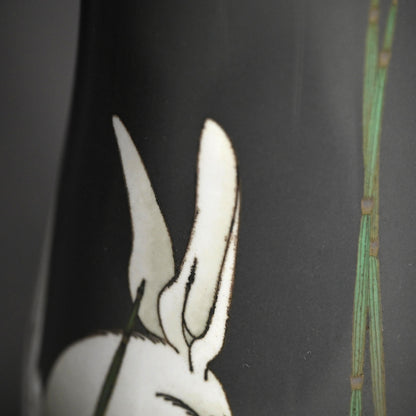 Exquisite Ando Shippo Cloisonne Vase, Rabbits ー“七宝兎文花瓶”