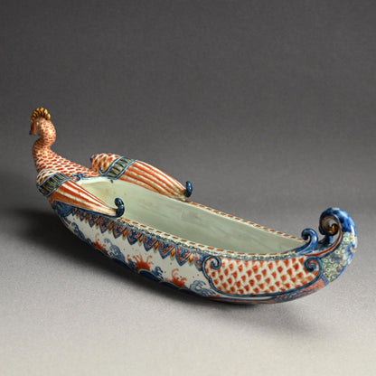 Phoenix Boat Vase ー横浜 香山 “鵬凰船型 色絵 花生”