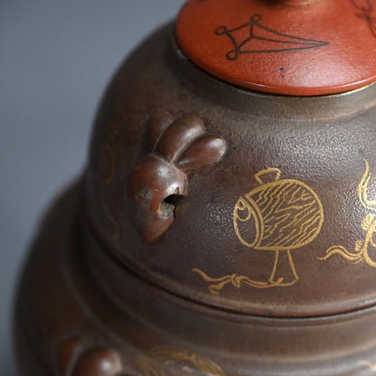 Meiji Tea-Set-Shaped Dry-Lacquer Stacking Food Box ー塗風炉釜形菓子器