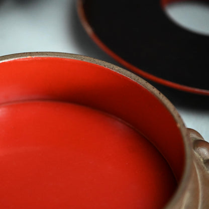 Meiji Tea-Set-Shaped Dry-Lacquer Stacking Food Box ー塗風炉釜形菓子器