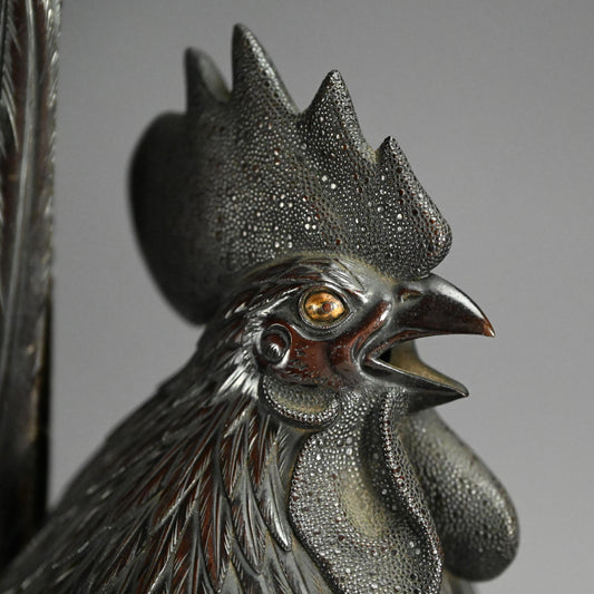 インペリアルブロンズコロセット 雄鶏と鶏 ー銅製鶏雌雄香爐