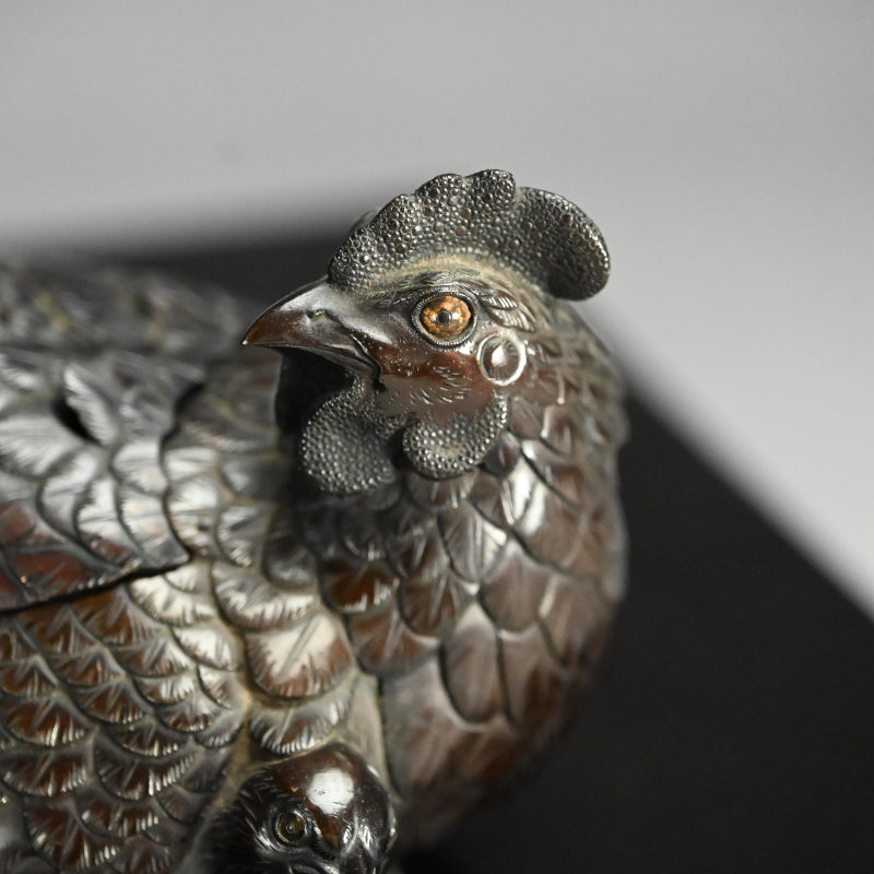 インペリアルブロンズコロセット 雄鶏と鶏 ー銅製鶏雌雄香爐