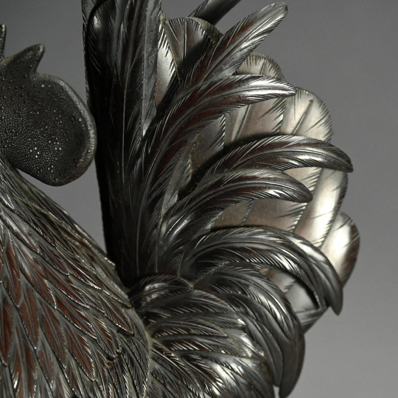 インペリアルブロンズコロセット 雄鶏と鶏 ー銅製鶏雌雄香爐