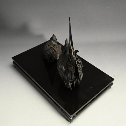 インペリアルブロンズコロセット 雄鶏と鶏 ー銅製鶏雌雄香爐