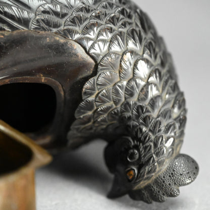 インペリアルブロンズコロセット 雄鶏と鶏 ー銅製鶏雌雄香爐